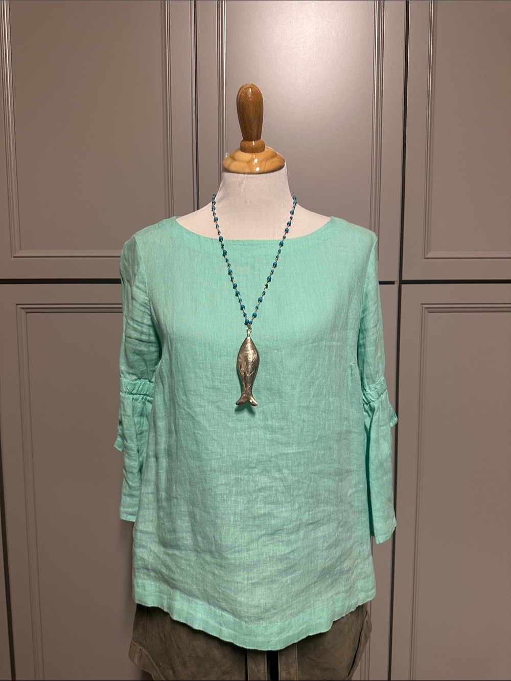 Charter Club Seafoam Linen Bell-Sleeve Tunic